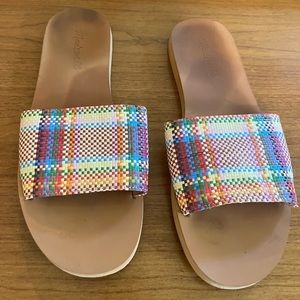 Madewell rainbow weave slide sandals Size 7.5.
